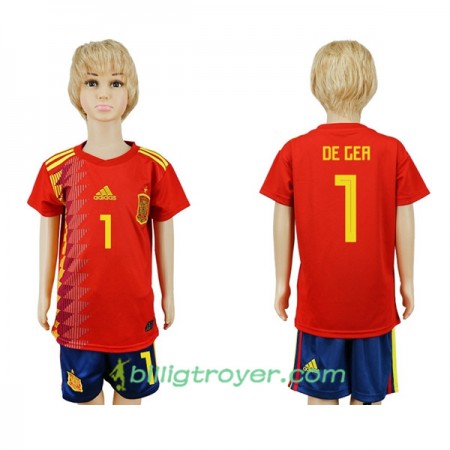 Billige Fotballdrakter Spania De Gea 1 Barn VM 2018 Hjemmedraktsett